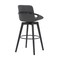 Armen Living Baylor 30" Gray Faux Leather and Black Wood Swivel Bar Stool LCBABABLGR30 - alternate 7